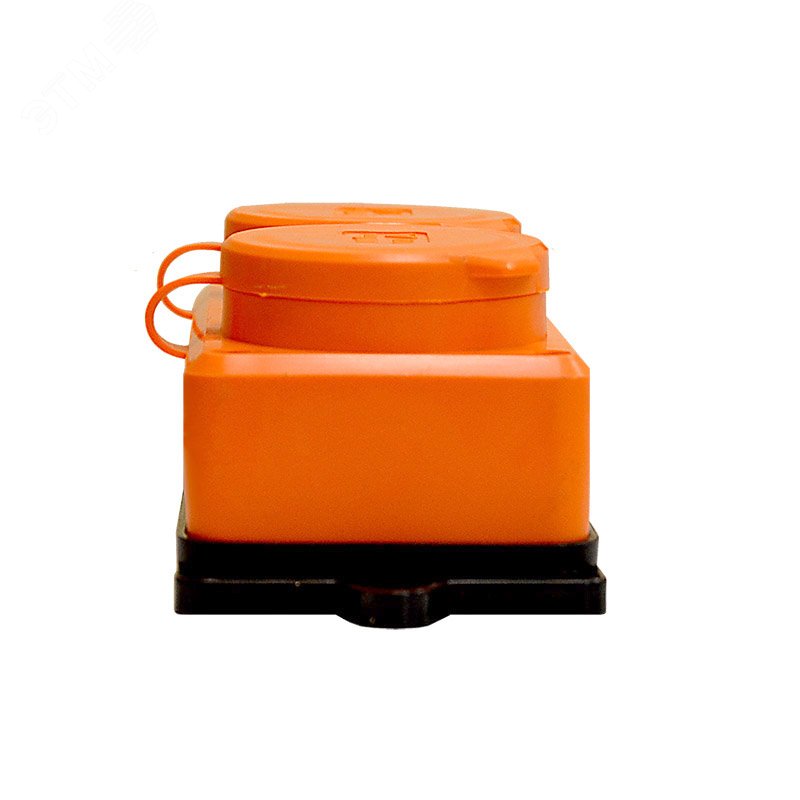 Колодка 2-х местная однофазная с заглушками КОМПАКТ с/з каучук 16А 250В IP44 цвет оранжевый (еврослот) 3033 UNIVersal - превью 3