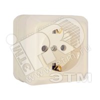 Изображение товара Олимп Розетка силовая с заземлением наружная бежевая монтаж открытый