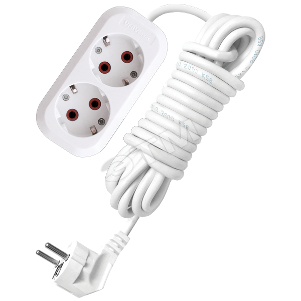 Изображение товара Удлинитель бытовой 2х5м с заземлением 10А У10-553 белый