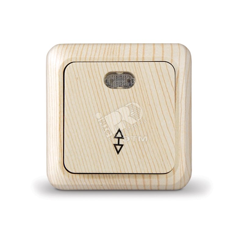 Изображение товара Выключатель Олимп одноклавишный проходной с подсветкой сосна