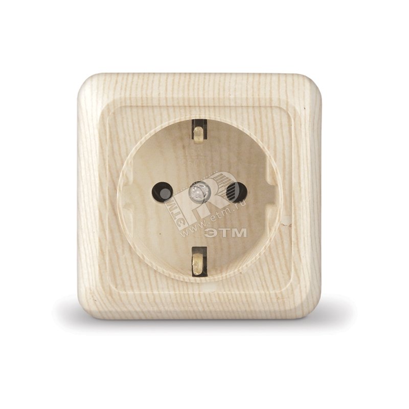 Изображение товара Розетка Олимп с заземлением сосна для открытой установки 220 В IP20