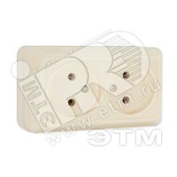 Изображение товара Олимп Розетка двойная без заземления бежевый наружный монтаж