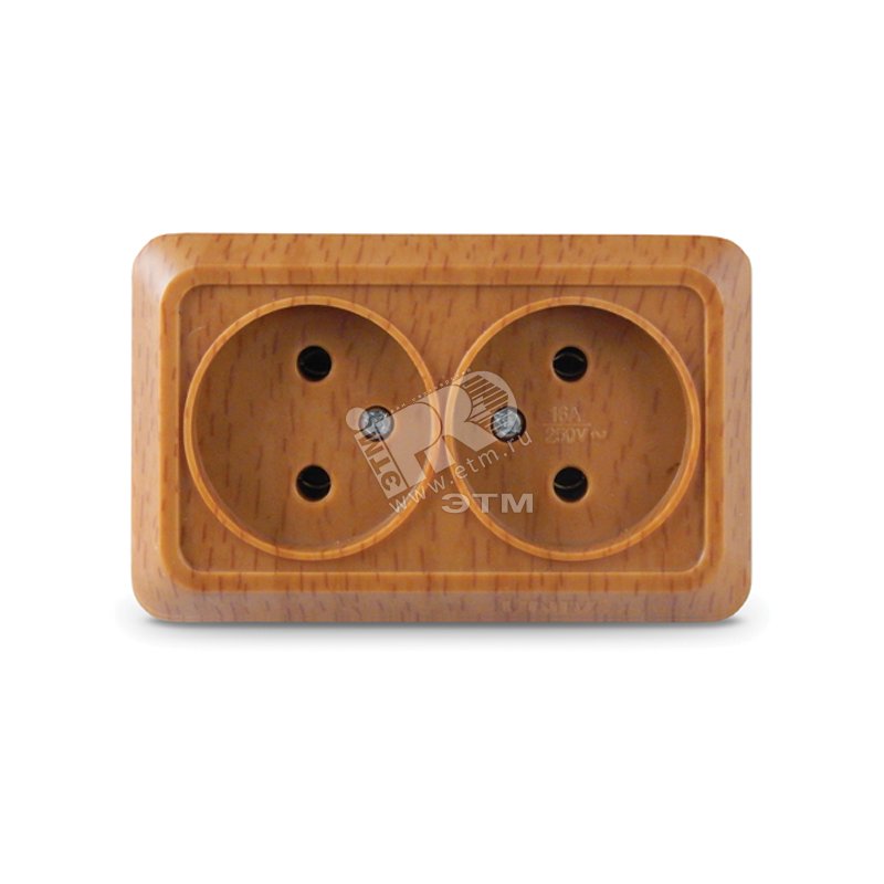 Изображение товара Розетка Олимп двойная без заземления бук монтаж открытый стильное решение надежная