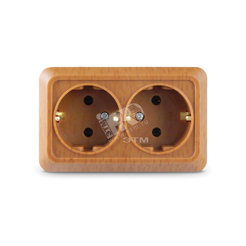 Изображение товара Розетка Олимп двойная с заземлением бук 220 В IP20