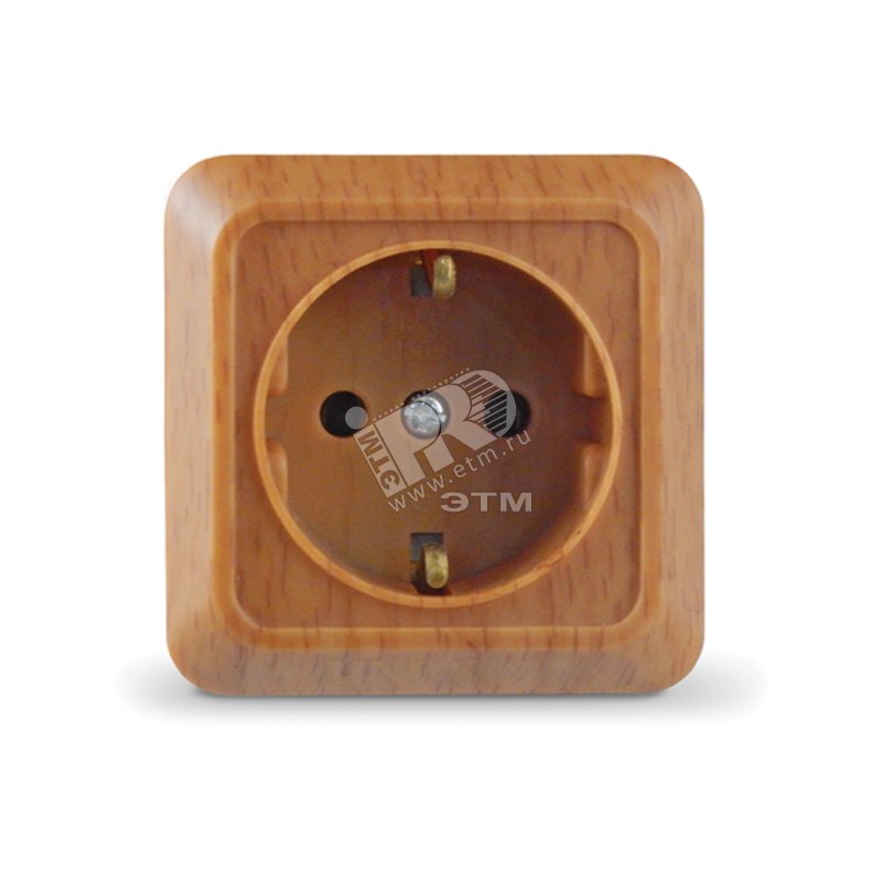 Изображение товара Розетка Олимп с заземлением бук для открытой установки