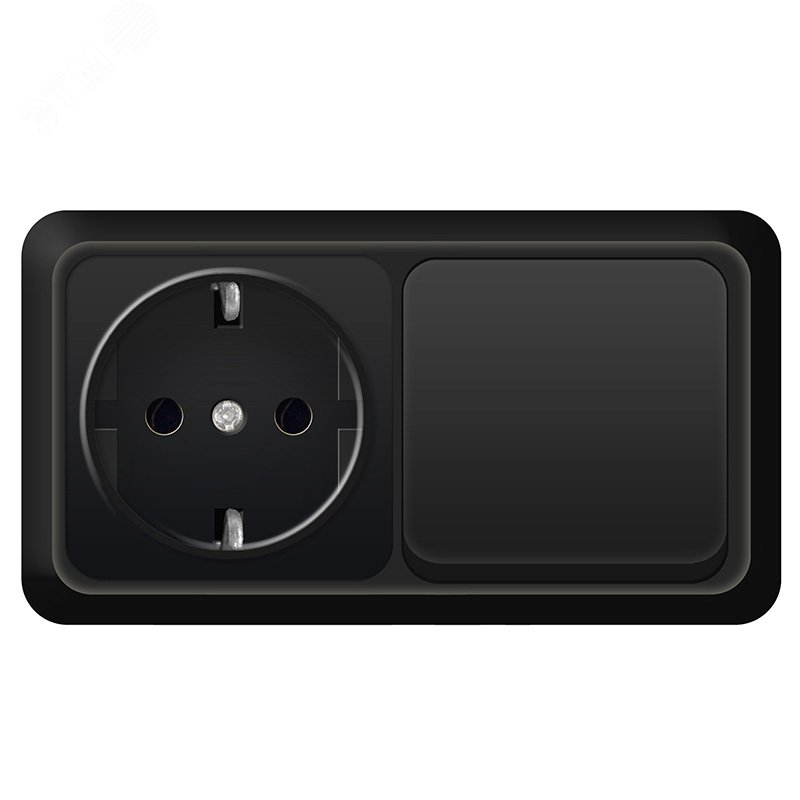 Изображение товара Блок выключатель и розетка UNIVersal серия Олимп 220В 16А черный накладной