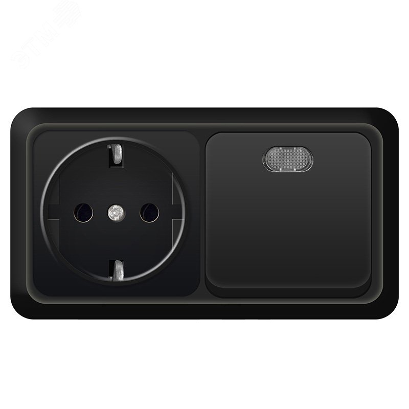 Изображение товара Блок UNIVersal серия Олимп одноклавишный выключатель с подсветкой и розеткой 220В