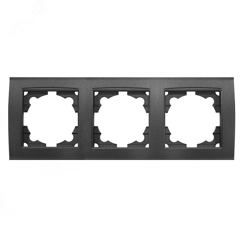 Изображение товара Трехместная горизонтальная рамка серии Бриллиант графит для электрики