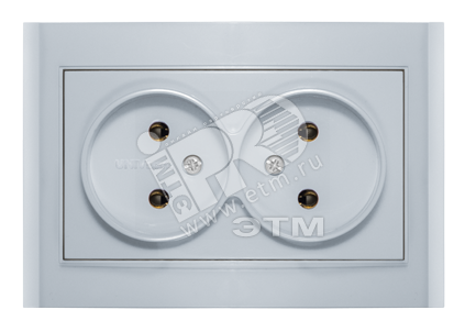 Изображение товара Розетка Бриллиант двойная без заземления серебро (шт)