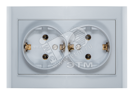 Изображение товара Розетка двойная с заземлением серебро серия Бриллиант UNIVersal