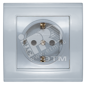 Изображение товара Розетка Бриллиант с заземлением и защитной шторкой серебро