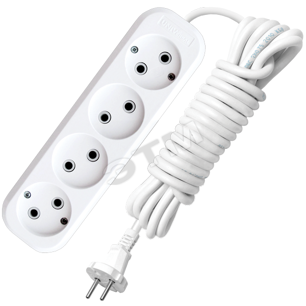 Изображение товара Удлинитель бытовой 4х5м 10А без заземления АВС-плас тик E-204