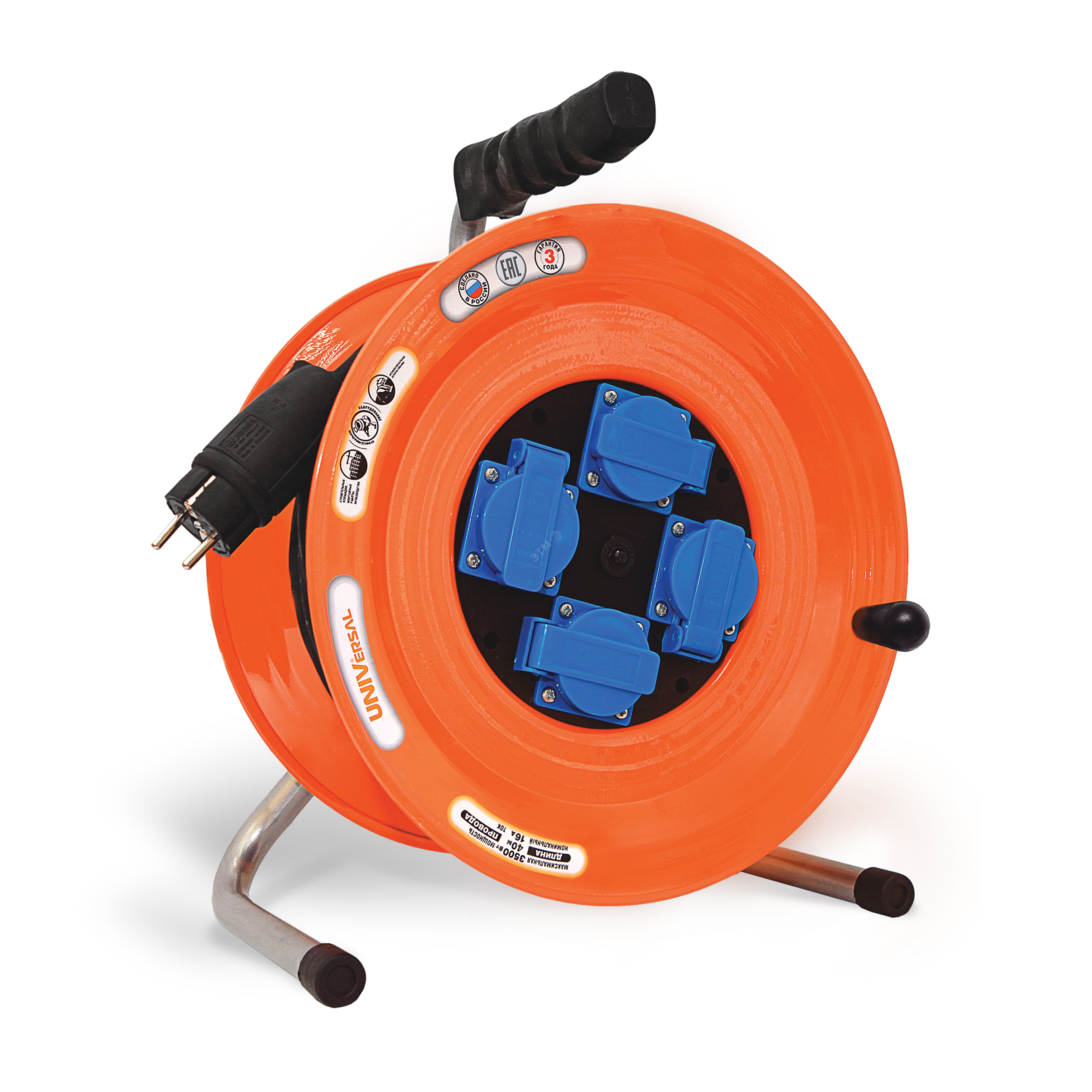 Изображение товара Удлинитель силовой с термозащитой 4 розетки 40м IP44 ВЕМ-259