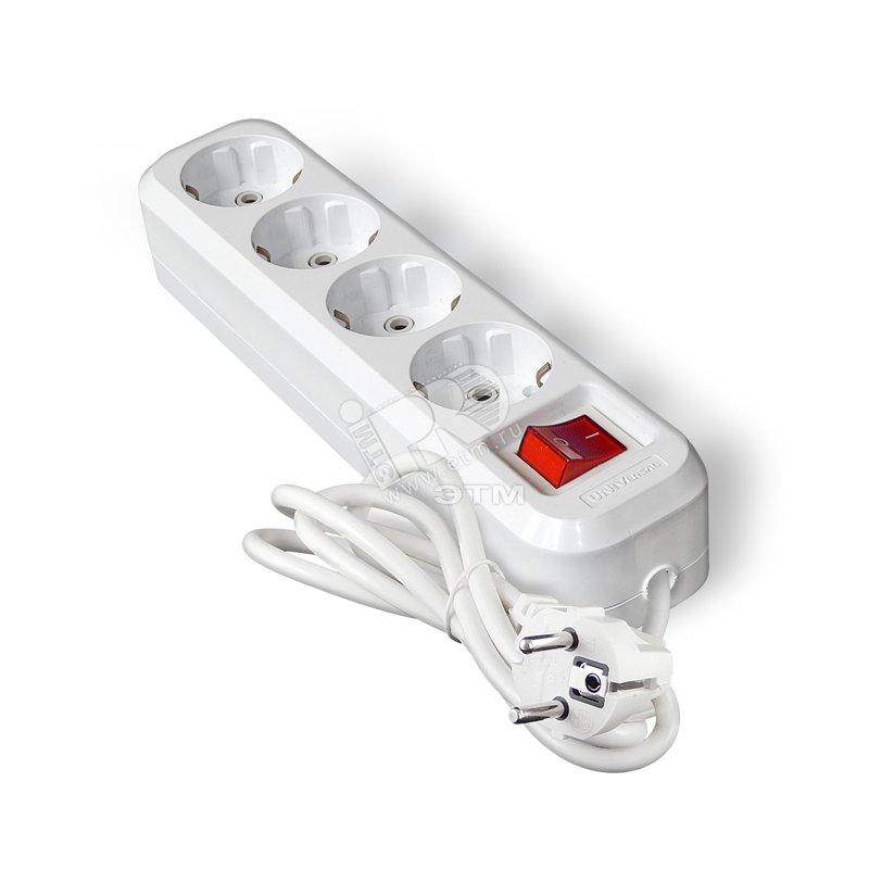 Изображение товара Удлинитель 4х2м S-304 с заземлением с выключателем ПВС 3х1 (шт)