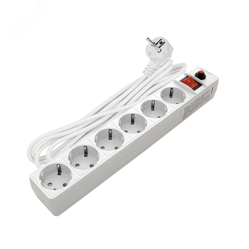 Изображение товара Сетевой фильтр UNIVersal ПВС 3*0,75 белый 7м с защитой от скачков напряжения