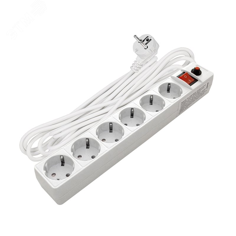 Изображение товара Сетевой фильтр UNIVersal ПВС 3*0,75 белый 10м с заземлением и защитой от скачков