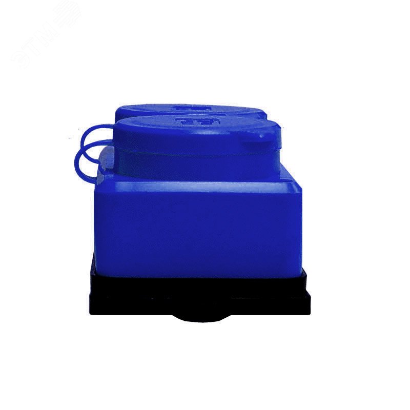 Колодка 2-х местная однофазная с заглушками КОМПАКТ с/з каучук 16А 250В IP44 цвет синий (еврослот) 3043 UNIVersal - превью 3