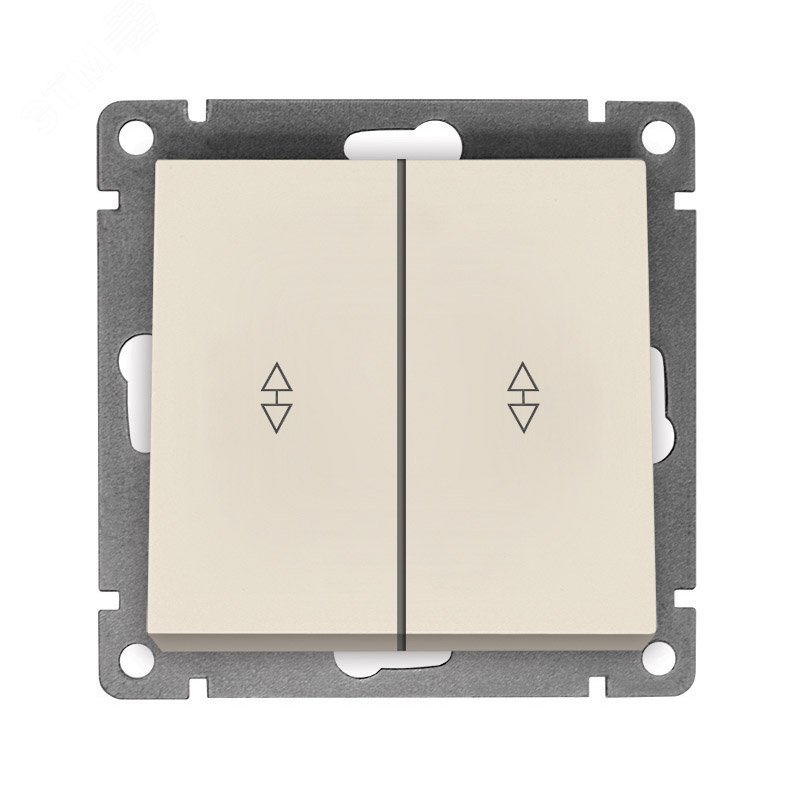 Изображение товара Двухклавишный проходной выключатель Афина 220В 10А в цвете бежевый