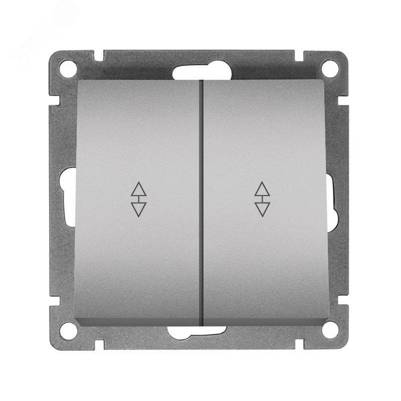 Изображение товара Выключатель проходной двухклавишный серии Афина серебро 220В 10А Еврослот