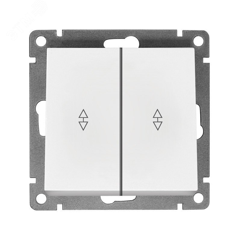 Изображение товара Двухклавишный проходной выключатель АБС-пластик серия Афина 220В 10А белый