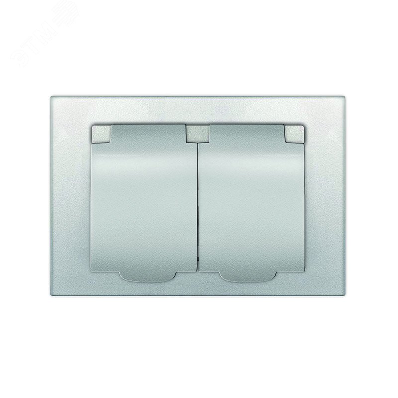 Изображение товара Розетка двухместная UNIVersal серия Афина с крышкой 16А 220В серебро