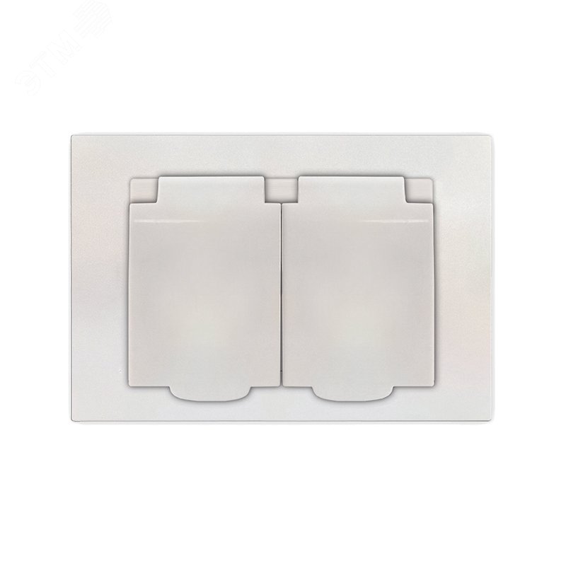 Изображение товара Розетка двухместная UNIVersal серия Афина с крышкой и заземлением