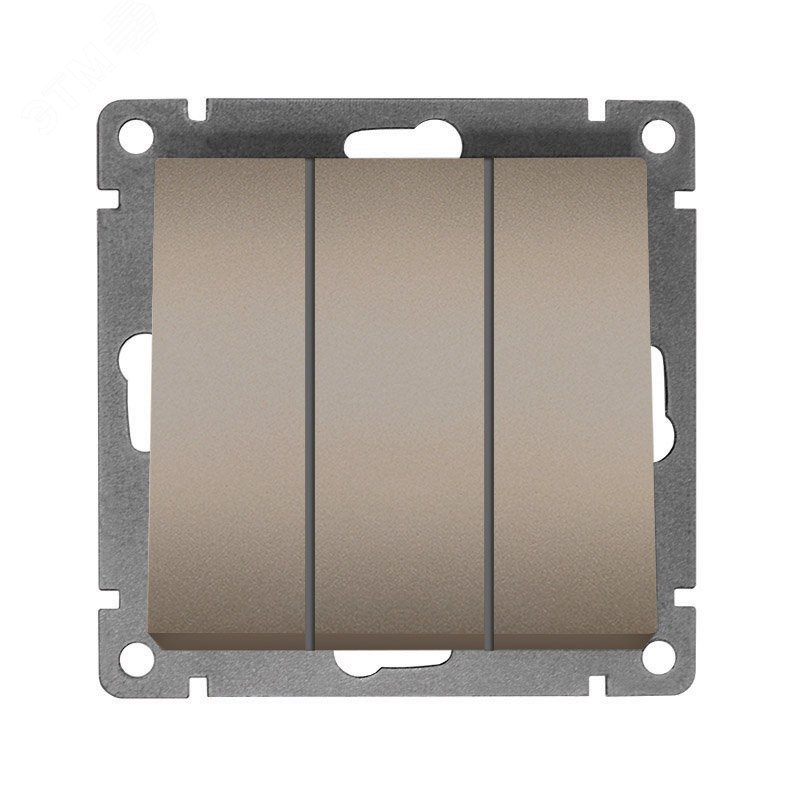 Изображение товара Выключатель трехклавишный серия Афина UNIVersal 220В шампань IP20