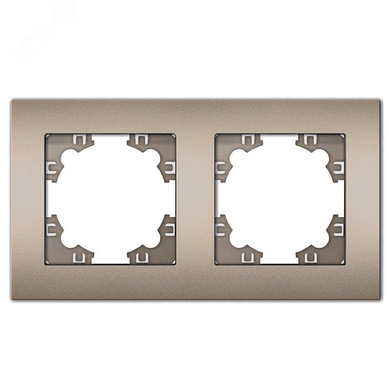 Изображение товара Двухместная горизонтальная рамка Афина шампань еврослот для электроустановки