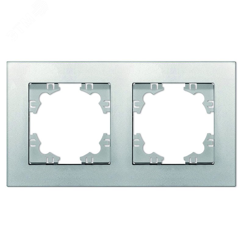 Изображение товара Рамка двухместная горизонтальная Афина серебро (еврослот) (шт)