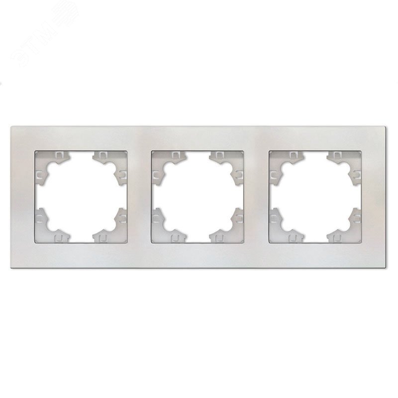 Изображение товара Рамка трехместная горизонтальная Афина жемчуг еврослот АБС-пластик