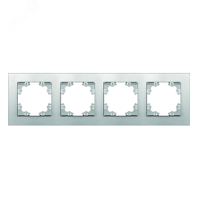 Изображение товара Рамка четырехместная горизонтальная Афина серебро еврослот