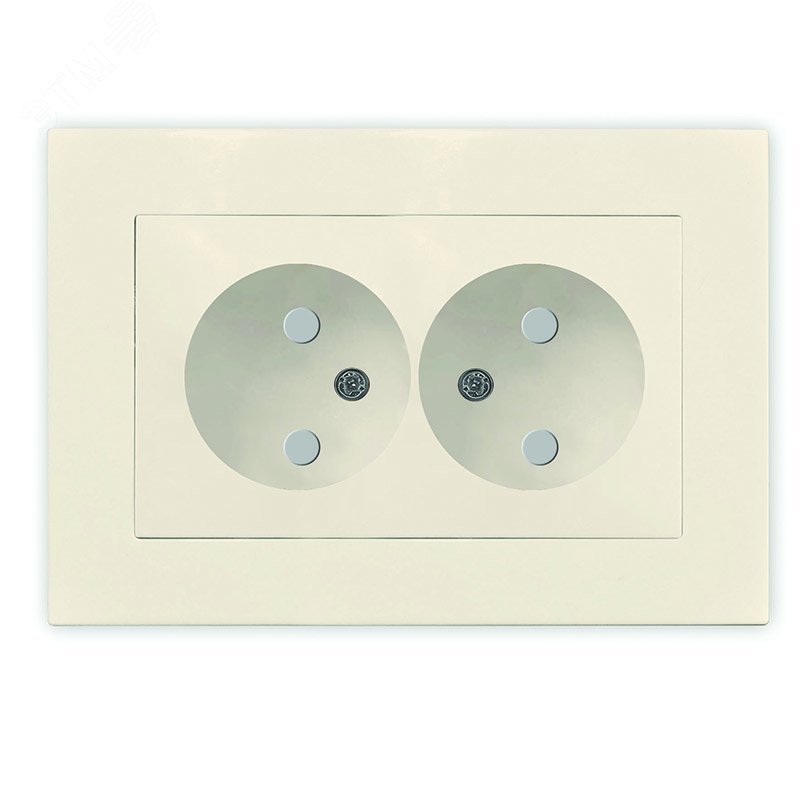 Изображение товара Розетка двухместная UNIVersal серия Афина с/у, з/ш, 16А, 220В, слоновая кость
