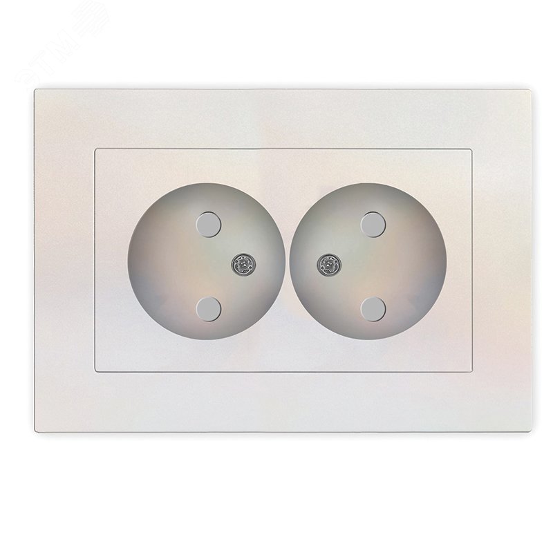 Изображение товара Розетка двухместная UNIVersal серия Афина жемчуг