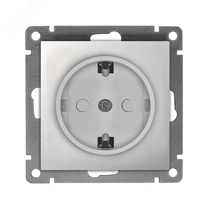 Изображение товара Розетка одноместная серии Афина с/з, 16А, 220В, серебро, IP20, UNIVersal