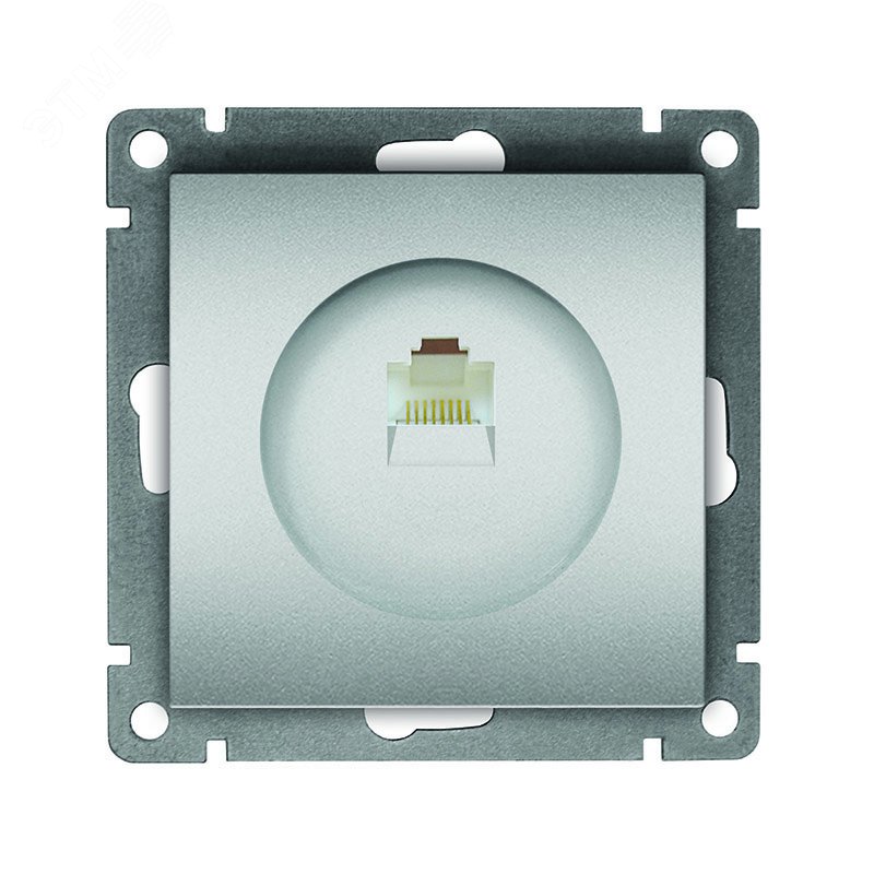 Изображение товара Розетка компьютерная одноместная UNIVersal серия Афина, с/у, 1А, RJ45, серебро (еврослот), механизм (шт)