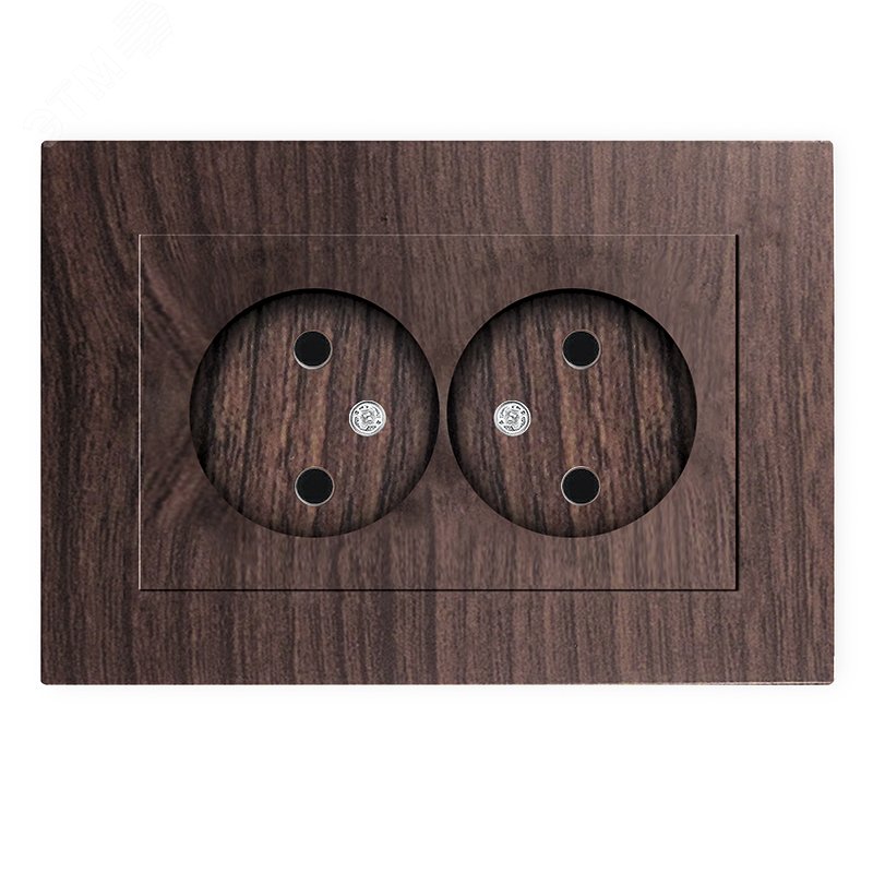 Изображение товара Розетка двухместная UNIVersal серия Афина 16А 220В с еврослотом венге