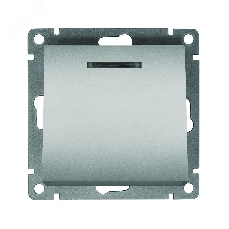 Изображение товара Выключатель одноклавишный с подсветкой серия Афина UNIVersal 220В серебро