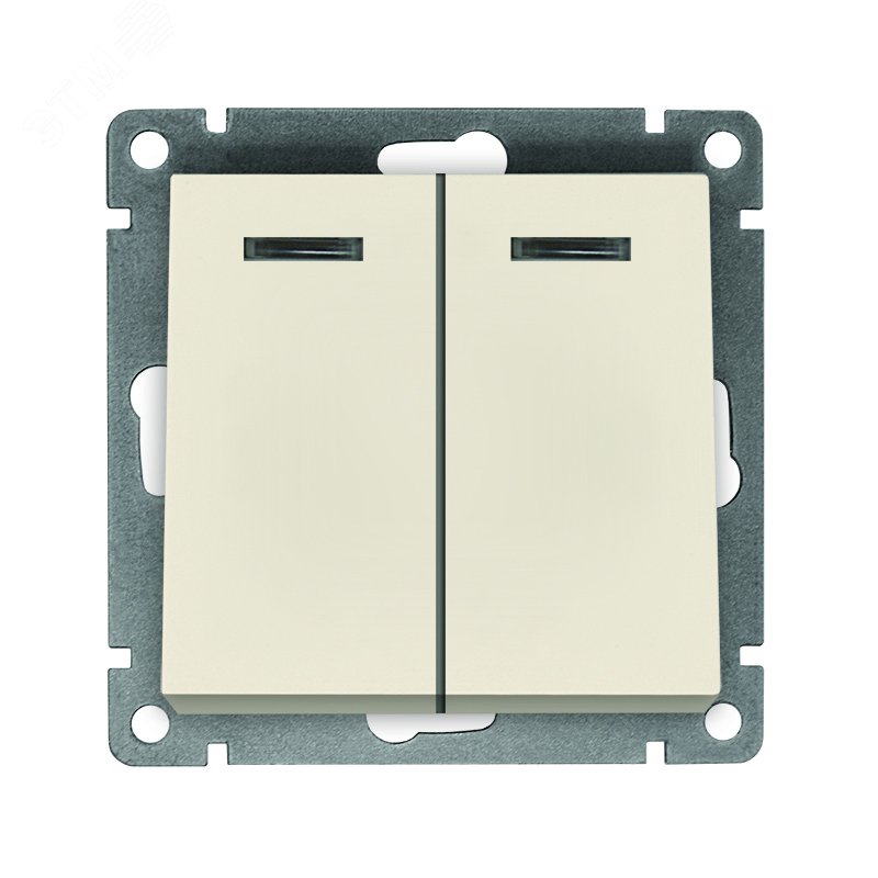 Изображение товара Двухклавишный выключатель с подсветкой Афина UNIVersal 220В слоновая кость