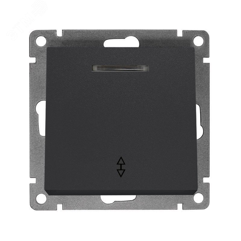 Изображение товара Выключатель одноклавишный проходной с подсветкой серия Афина 220 В графит UNIVersal