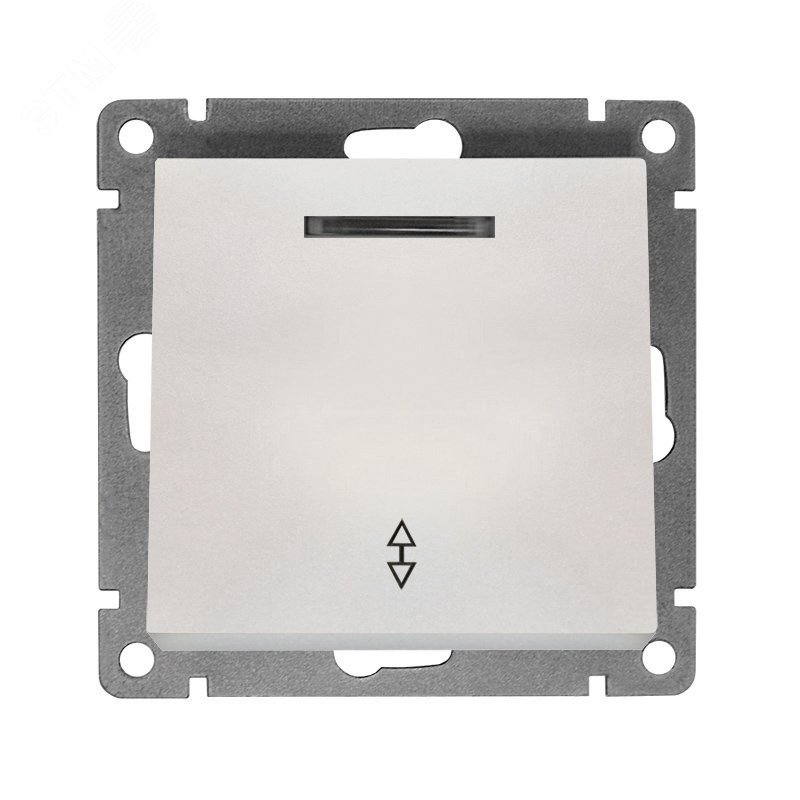 Изображение товара Выключатель одноклавишный проходной с подсветкой UNIVersal серия Афина, с/у, 10А, 220В, жемчуг (еврослот), механизм (шт)