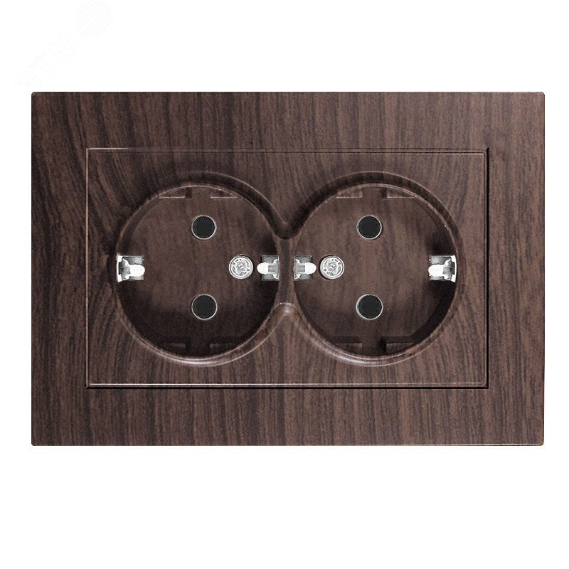 Изображение товара Розетка двухместная UNIVersal серия Афина с с/з, 16А, 220В, венге, еврослот