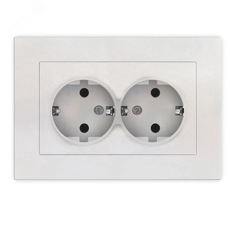 Изображение товара Розетка двухместная UNIVersal серия Афина с/з 16А 220В жемчуг