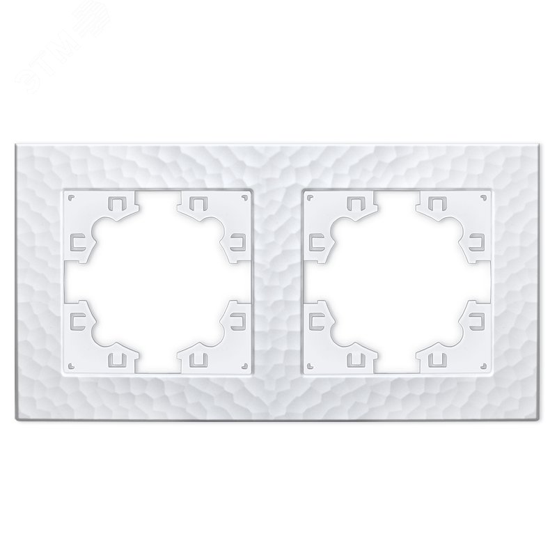 Изображение товара Рамка фактурная 2 поста универсальная Афина белая АБС пластик