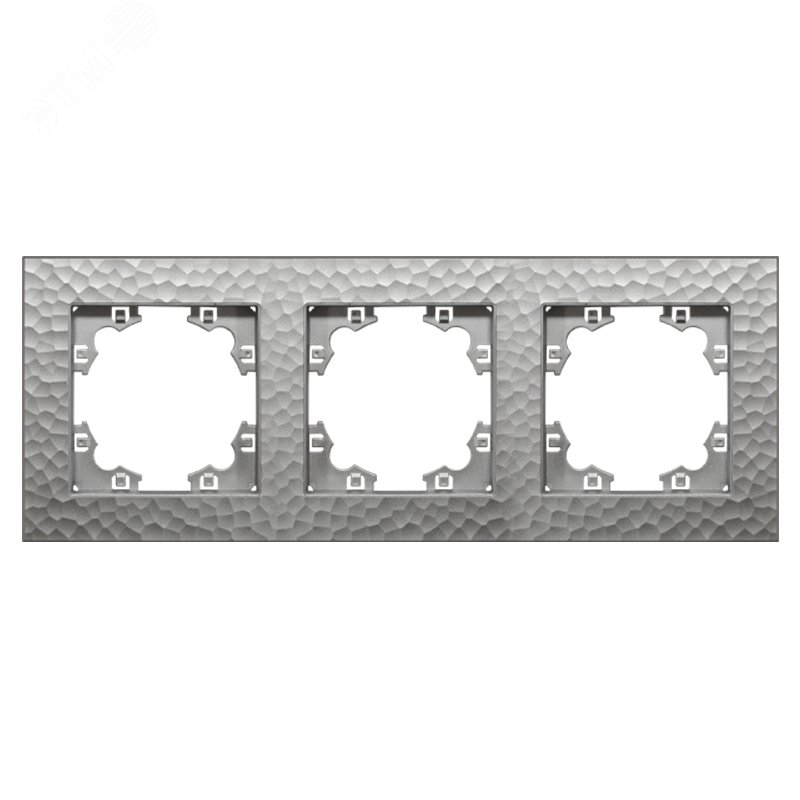 Изображение товара Рамка фактурная 3 поста универсальная Афина серебро UNIVersal электронная крепежная конструкция