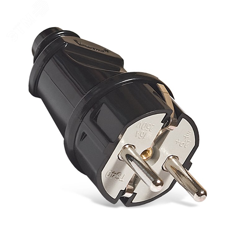 Изображение товара Евровилка прямая черная с заземлением 16А 250В UNIVersal А1010