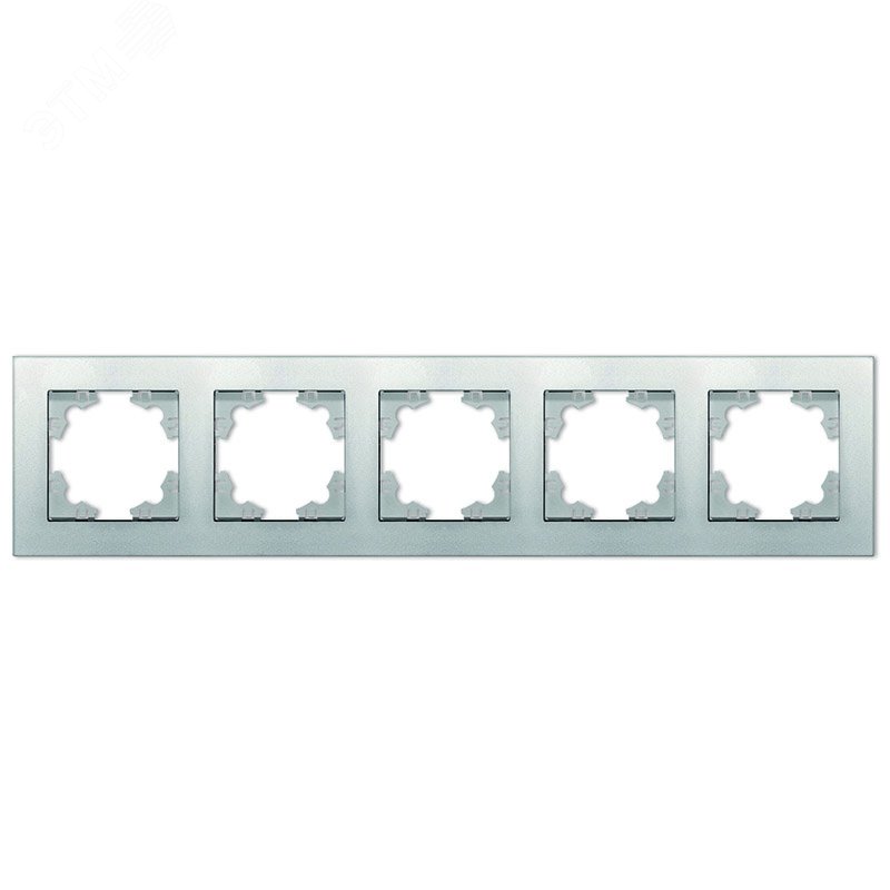 Изображение товара Рамка пятиместная горизонтальная Афина серебро (еврослот) (шт)