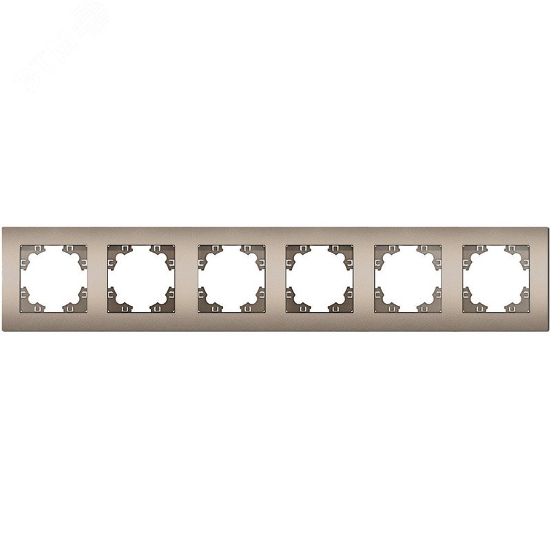 Изображение товара Шестиместная горизонтальная рамка серия Афина шампань для электрических соединений