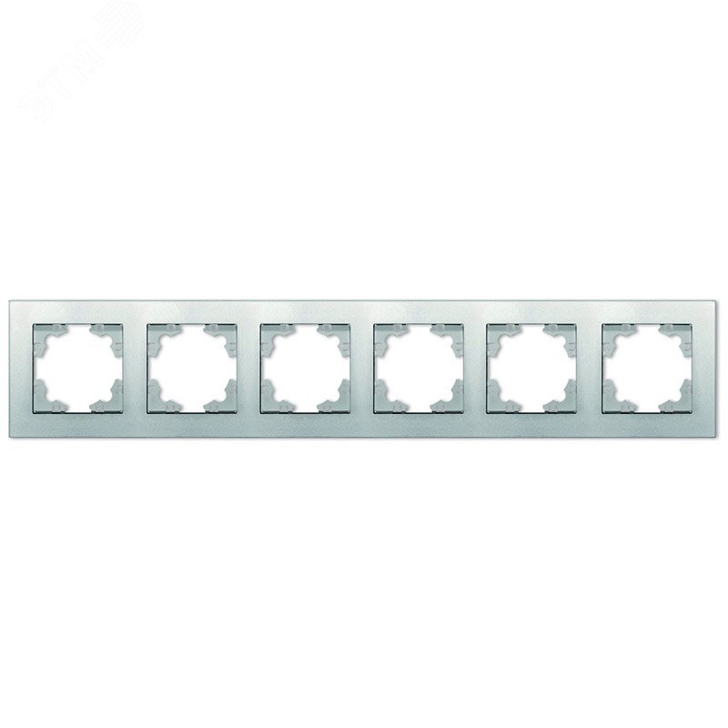 Рамка шестиместная горизонтальная серия Афина серебро (еврослот) A1043-S UNIVersal