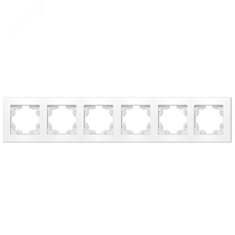 Изображение товара Рамка шестиместная горизонтальная Афина белая (еврослот) (шт)
