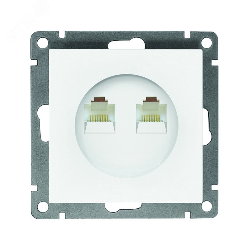 Изображение товара Розетка компьютерная двухместная UNIVersal серия Афина с/у, 1А, RJ45, белая (еврослот), механизм (шт)